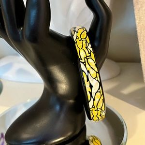 NWT Black and yellow lacquered bracelet, never worn
